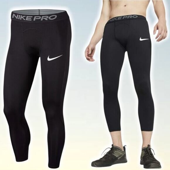 NIKE Pro Men's Dri-Fit 3/4 Tights Sz Small Black - Picture 1 of 6